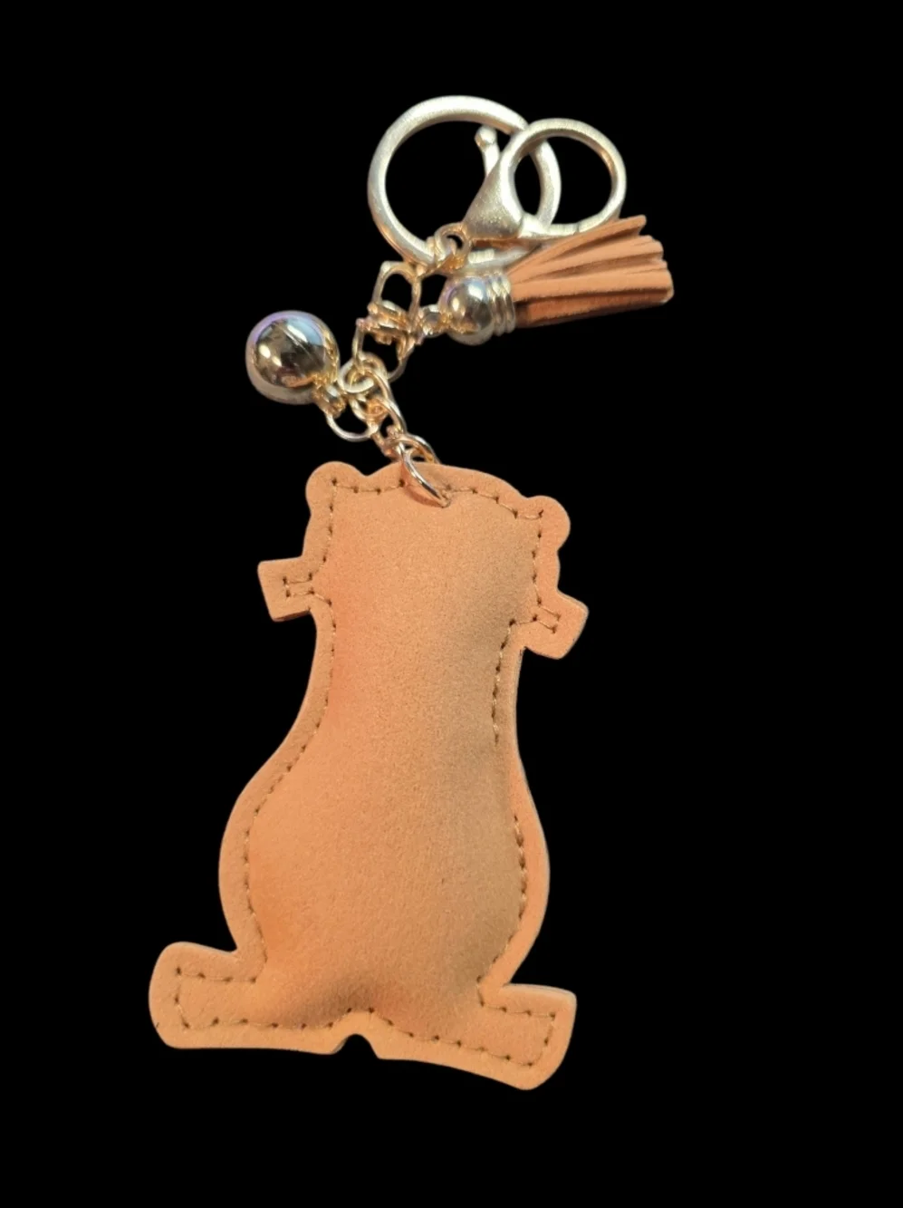 Crystal Studded Otter Bag Charm Keychain - Gold & Clear Rhinestones